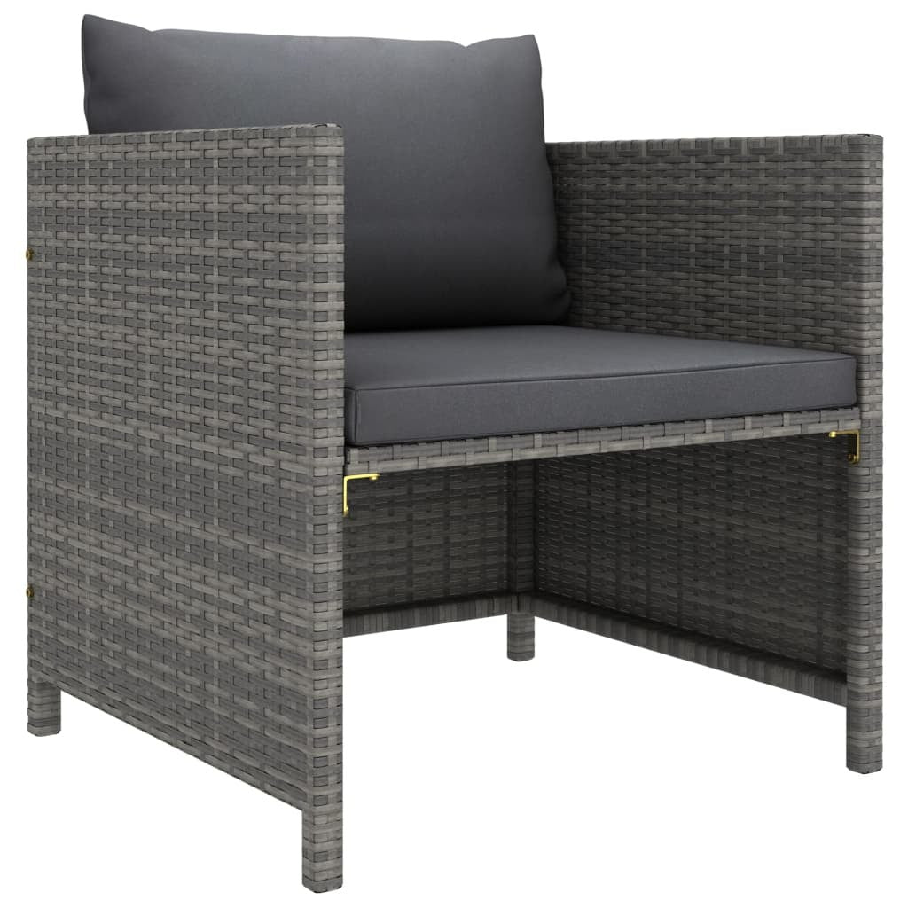 Patio Sofa with Cushions Gray Poly Rattan