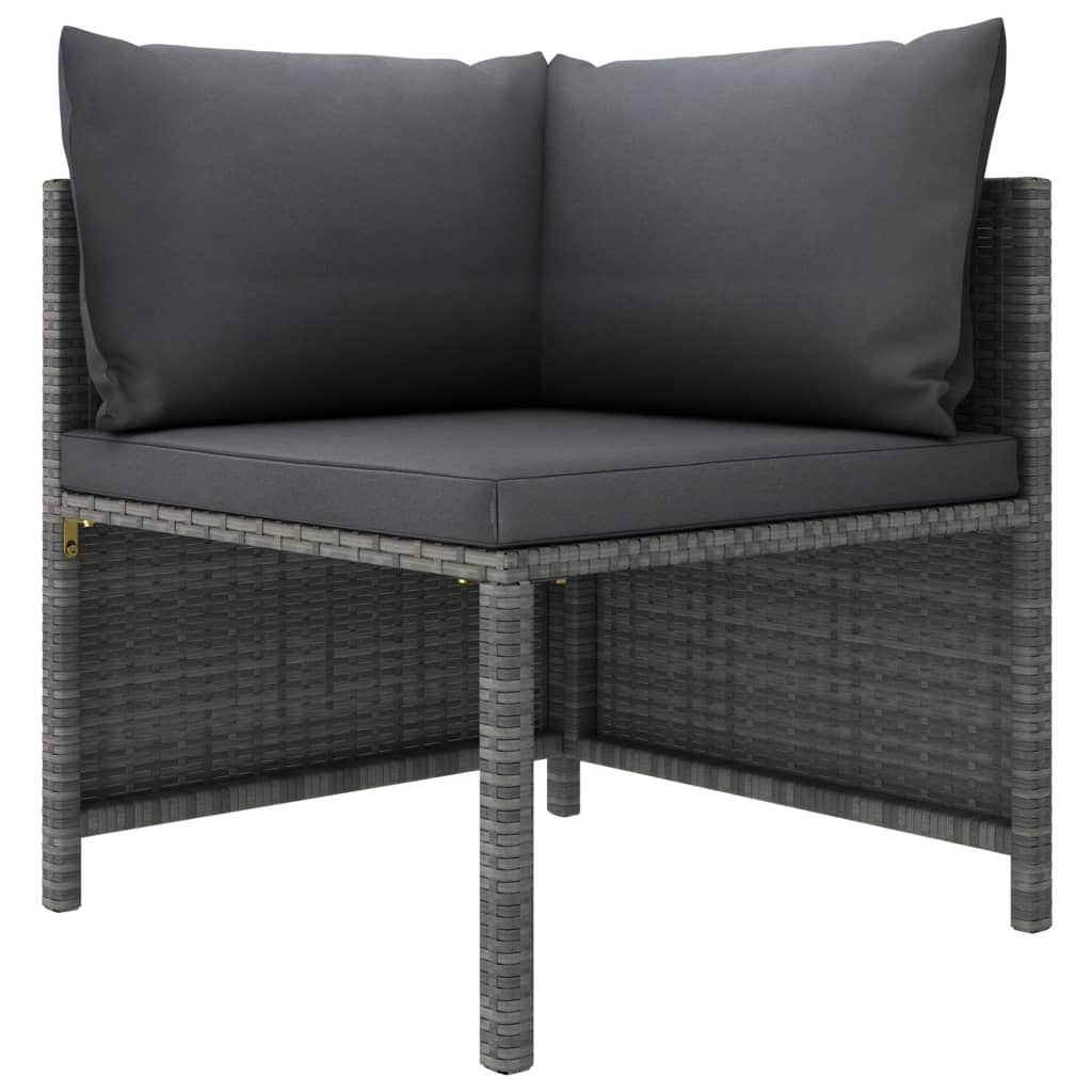 Sectional Corner Sofa with Cushions Gray Poly Rattan