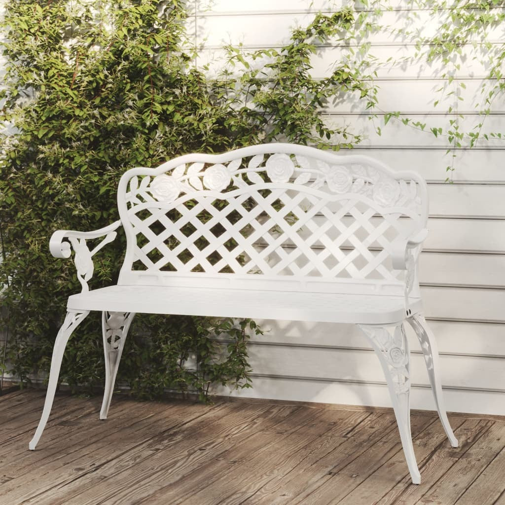 Patio Bench 42.5" Cast Aluminum White