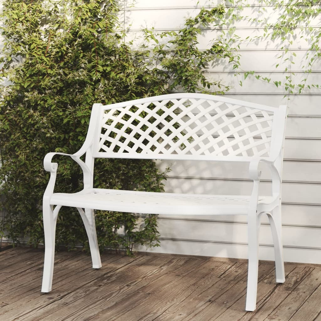 Patio Bench 40.2" Cast Aluminum White