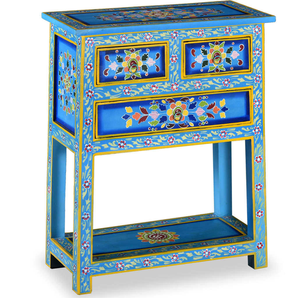 Sideboard with Drawers Turquoise 23.6"x11.8"x29.9" Solid Wood Mango