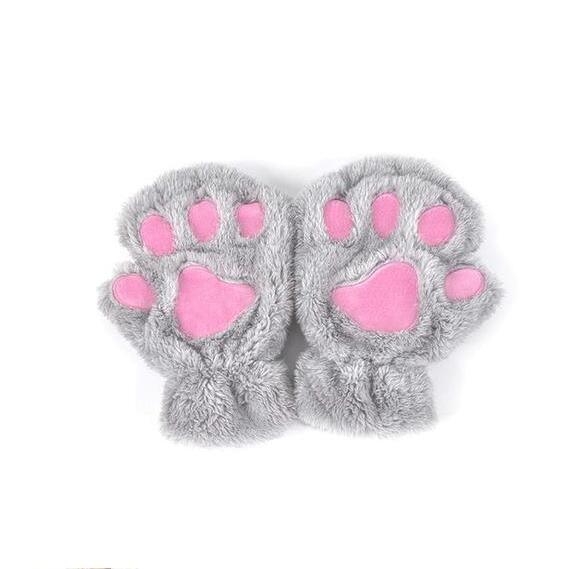 Winter Lovely Half Cover Paw Bear Cat Claw Gloves Short Finger