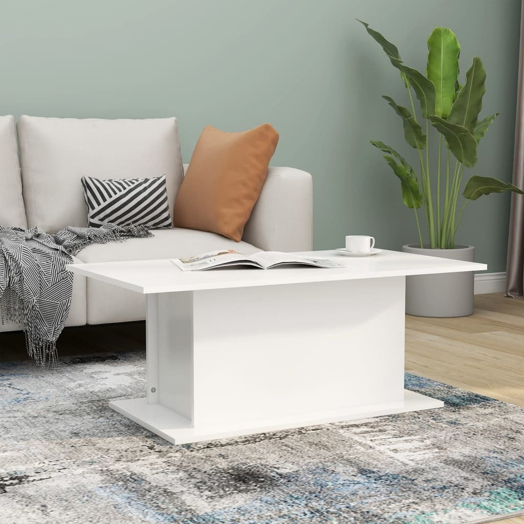 Coffee Table White 40.2"x21.9"x15.7" Engineered Wood