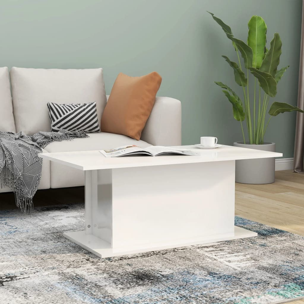 Coffee Table High Gloss White 40.2"x21.9"x15.7" Engineered Wood