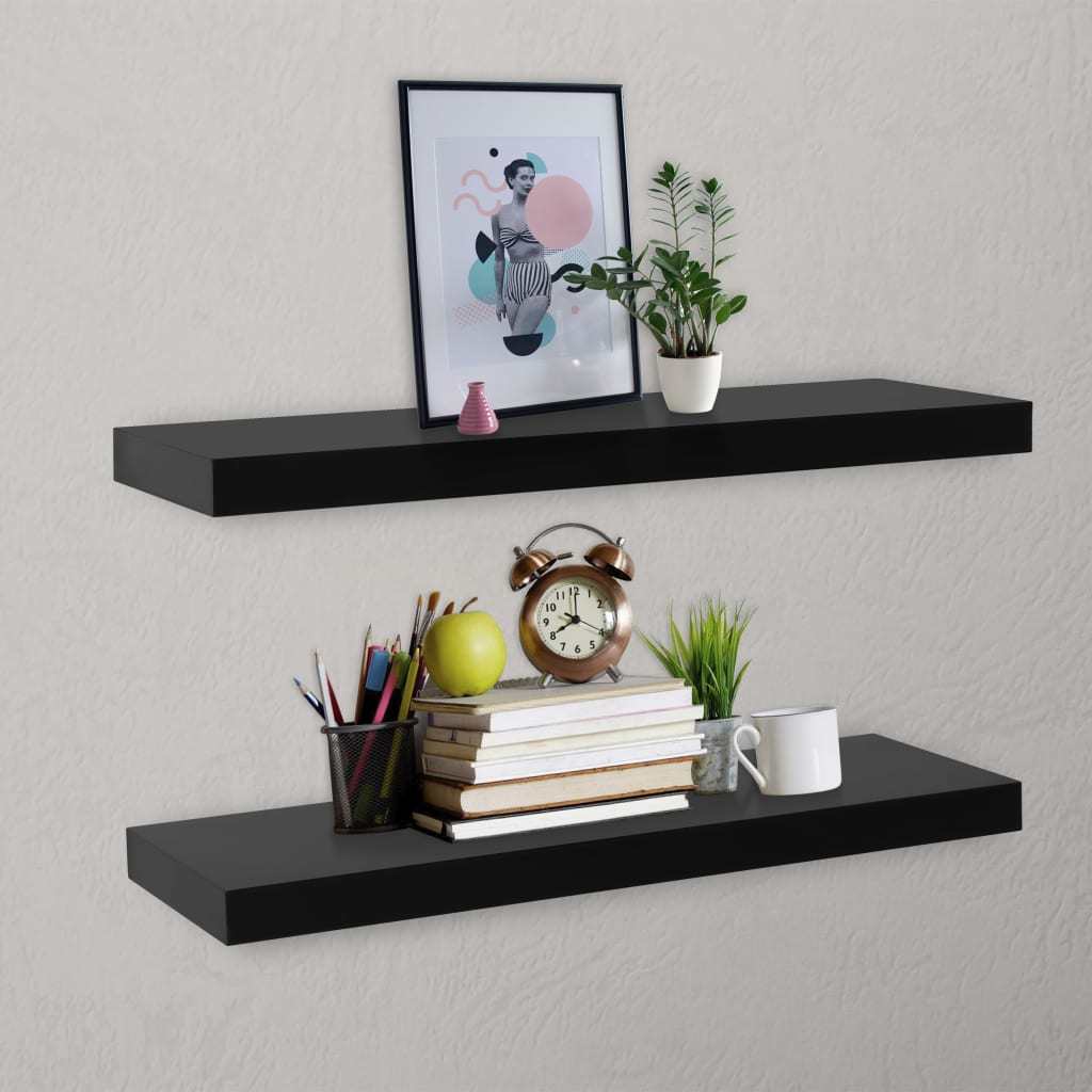 Floating Wall Shelves 2 pcs Black 31.5"x7.9"x1.5"