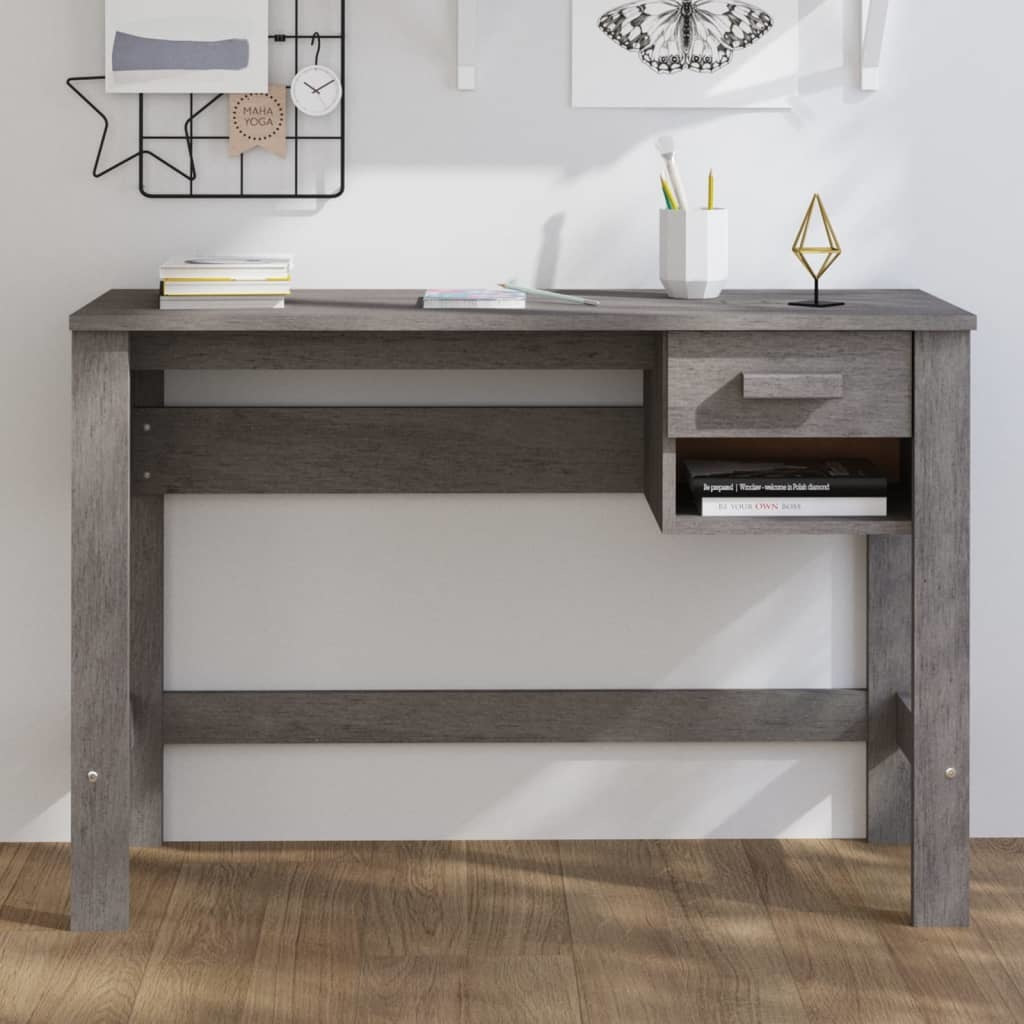 Desk HAMAR Light Gray 43.3"x15.7"x29.5" Solid Wood Pine