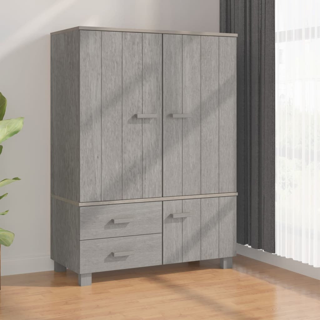 Wardrobe HAMAR Light Gray 39"x17.7"x53.9" Solid Wood Pine