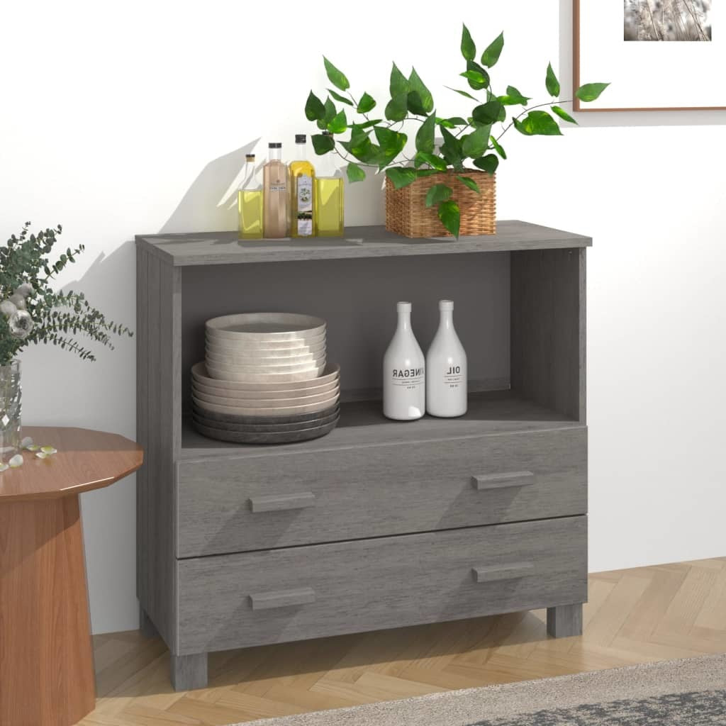 Sideboard HAMAR Light Gray 33.5"x13.8"x31.5" Solid Wood Pine