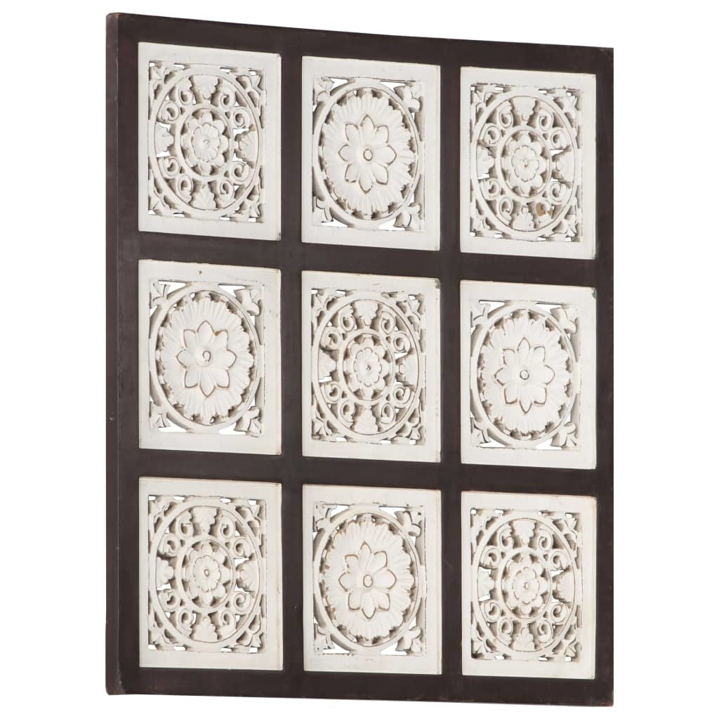 Hand-Carved Wall Panel MDF 23.6"x23.6"x0.6" Brown and White