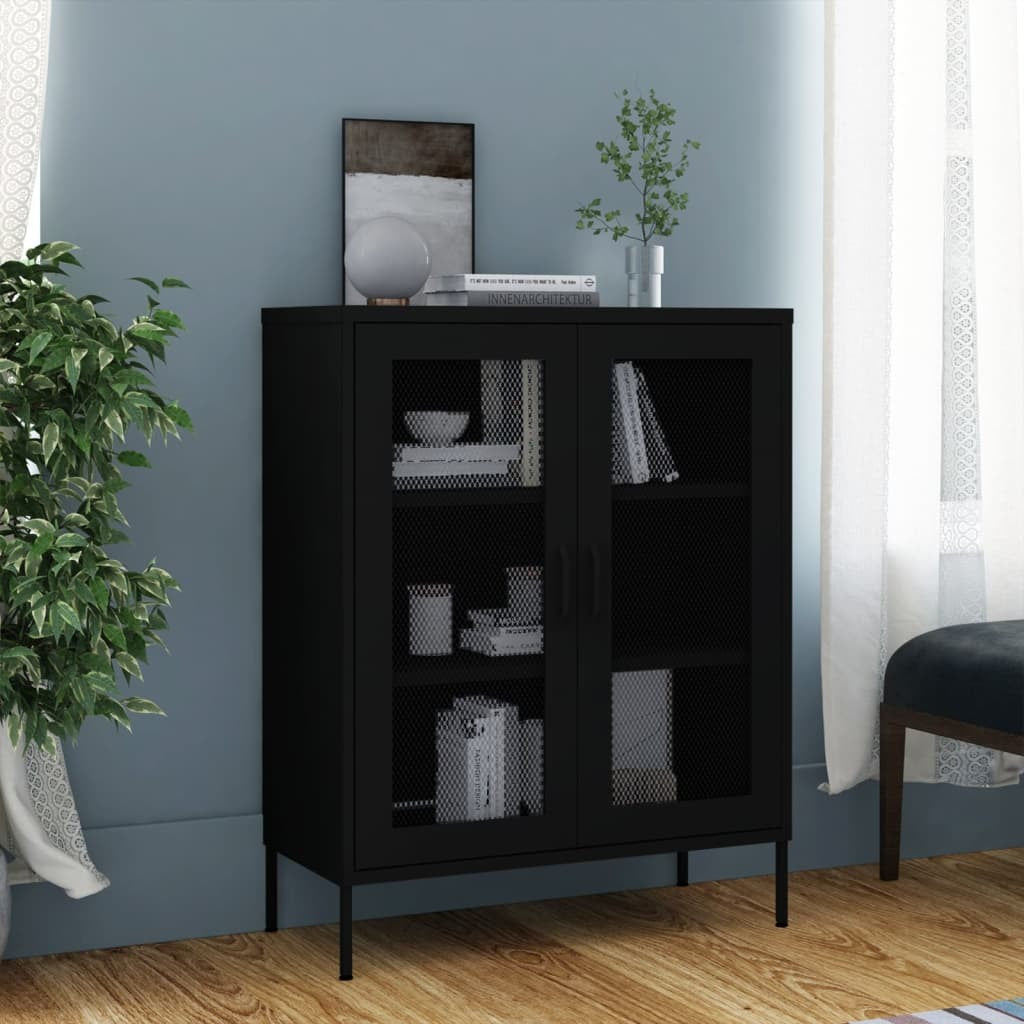 Storage Cabinet Black 31.5"x13.8"x40" Steel