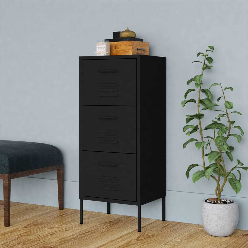 Storage Cabinet Black 16.7"x13.8"x40" Steel