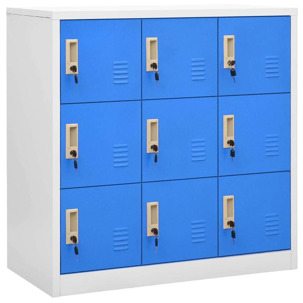 Locker Cabinet Light Gray and Blue 35.4"x17.7"x36.4" Steel