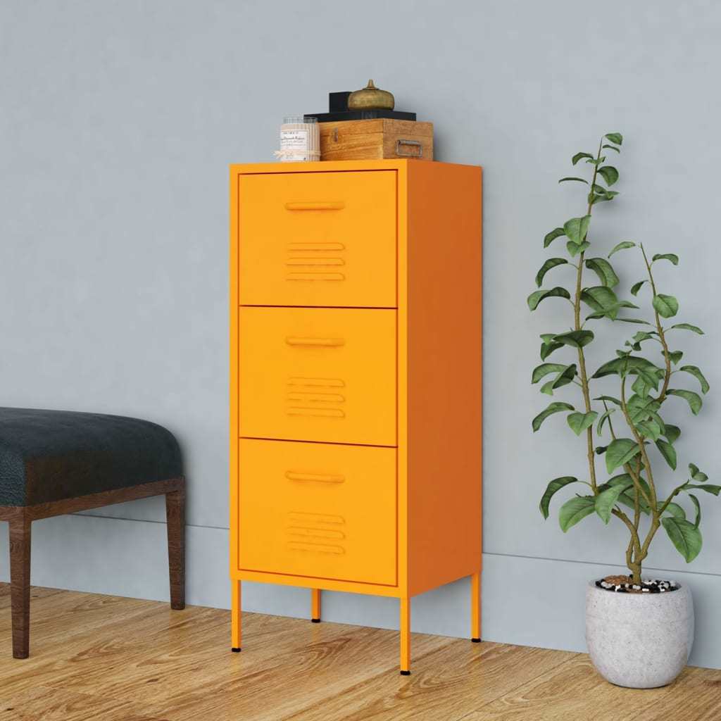 Storage Cabinet Mustard Yellow 16.7"x13.8"x40" Steel