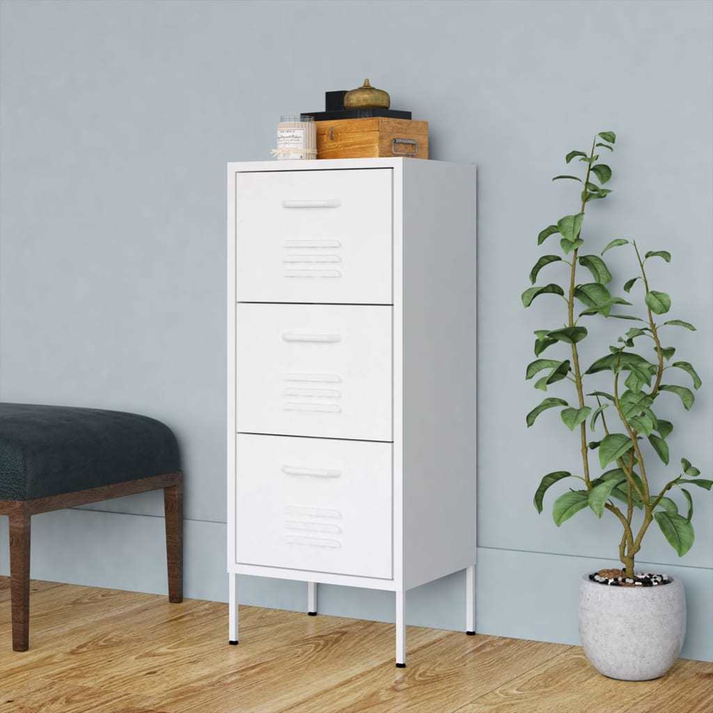 Storage Cabinet White 16.7"x13.8"x40" Steel