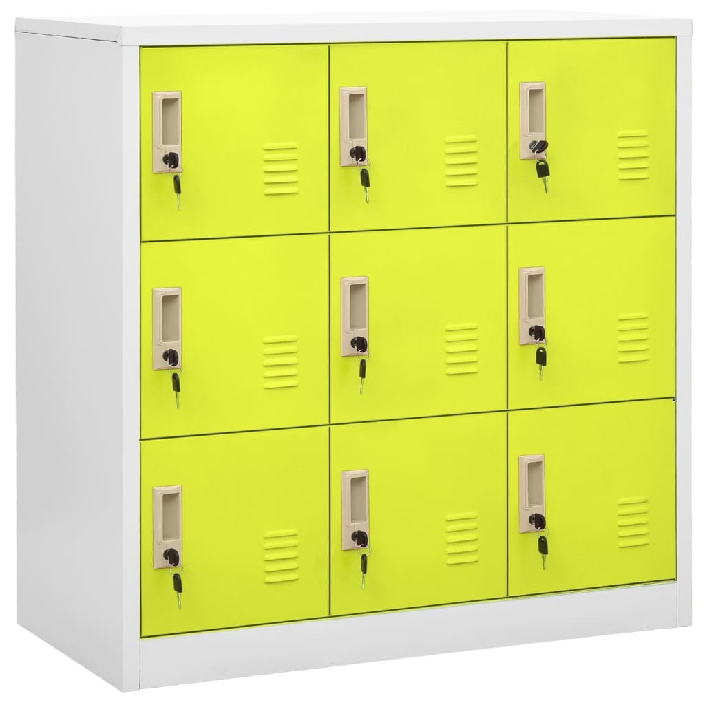 Locker Cabinet Light Gray and Green 35.4"x17.7"x36.4" Steel