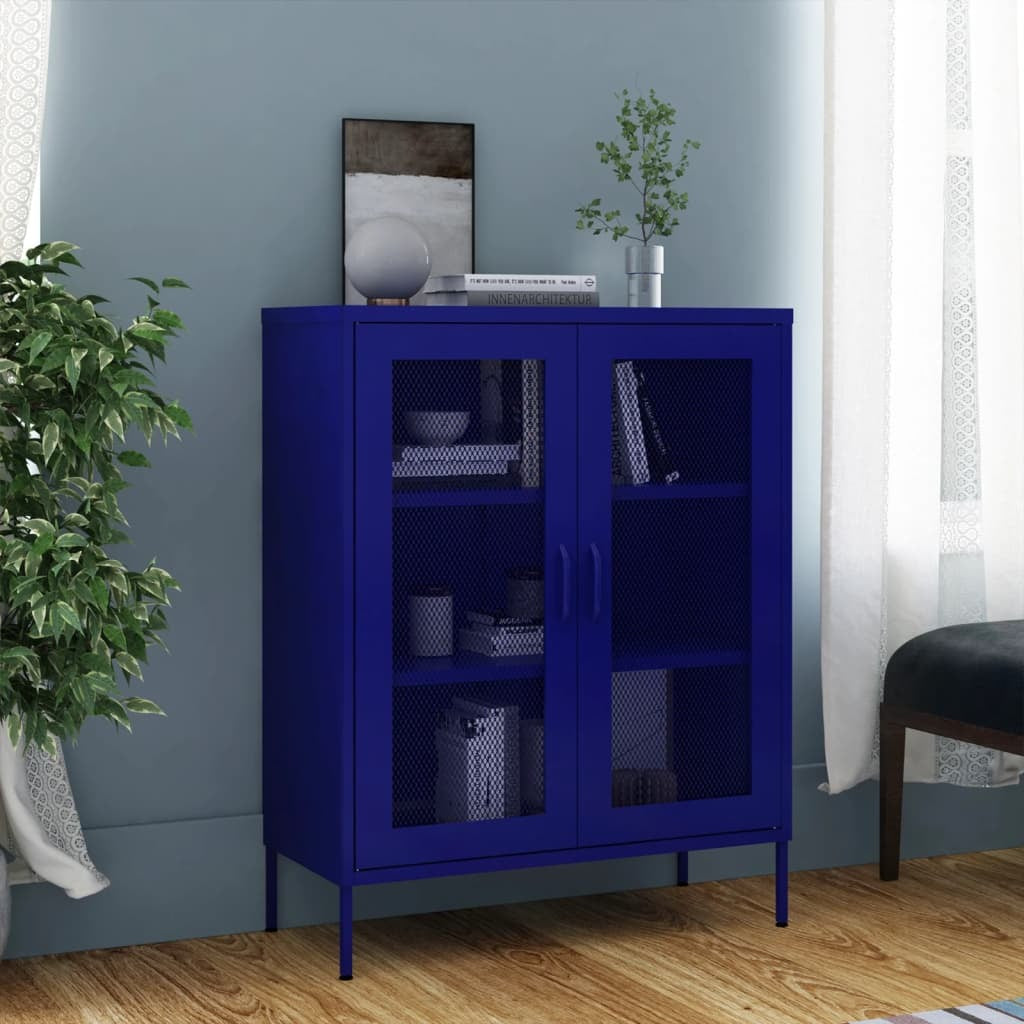 Storage Cabinet Navy Blue 31.5"x13.8"x40" Steel