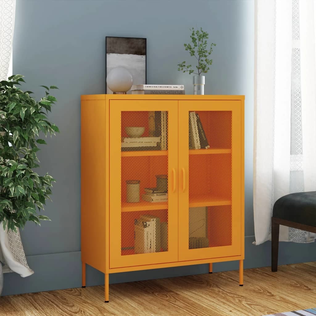 Storage Cabinet Mustard Yellow 31.5"x13.8"x40" Steel