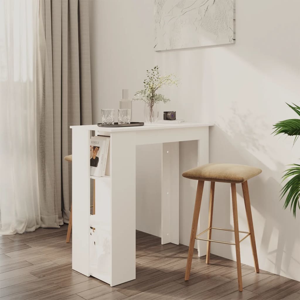 Bar Table with Shelf White 40.2"x19.7"x40.7" Engineered Wood