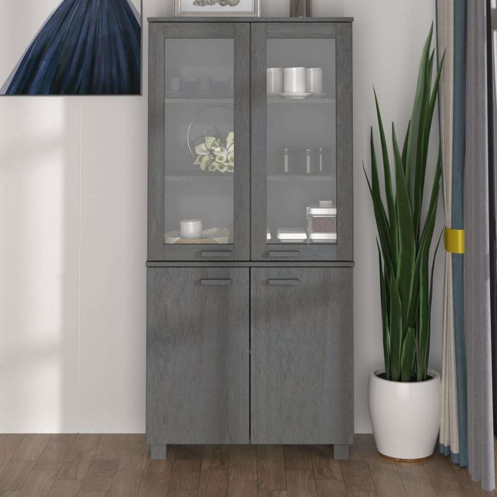 Highboard HAMAR Solid Wood Pine Dark Gray