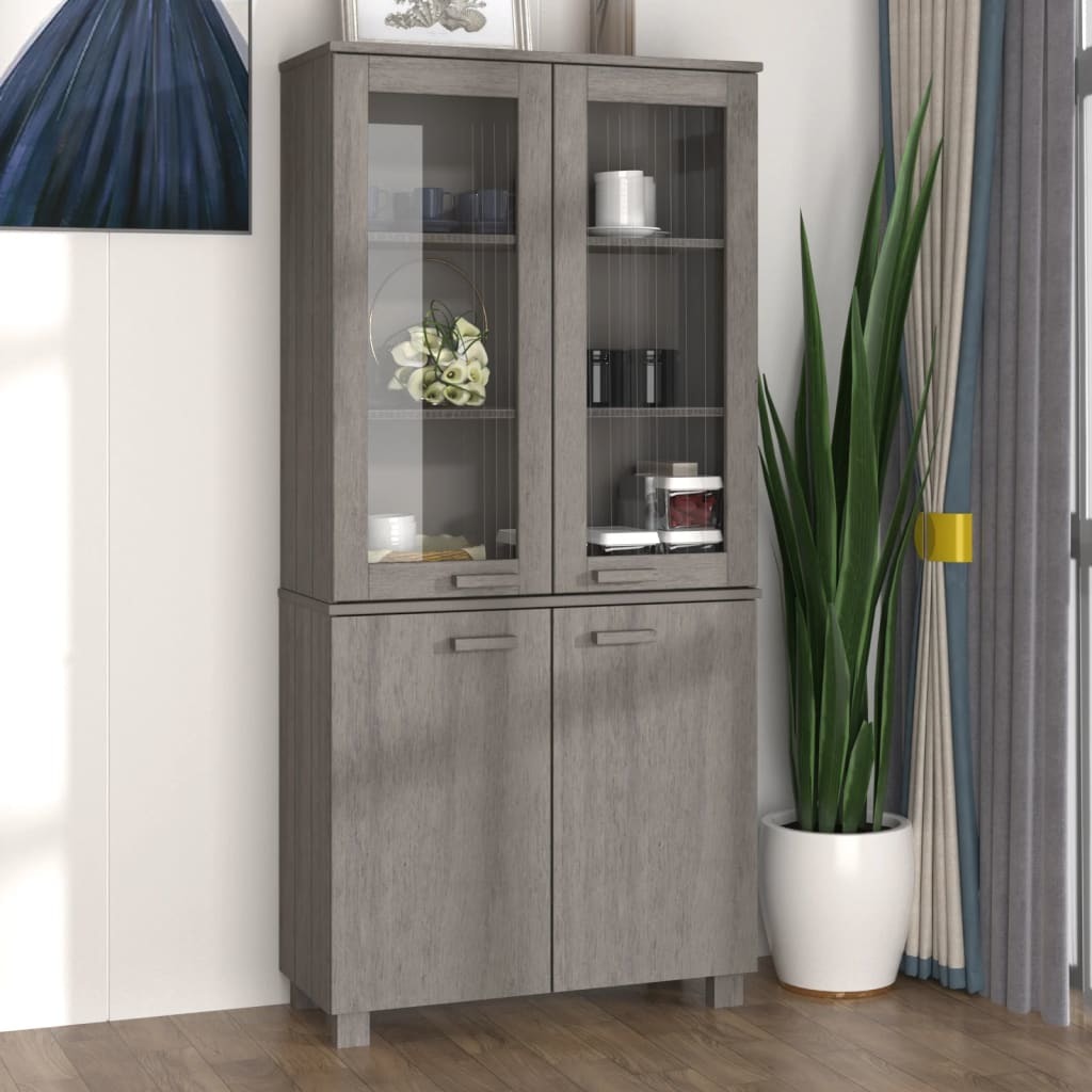 Highboard HAMAR Solid Wood Pine Light Gray