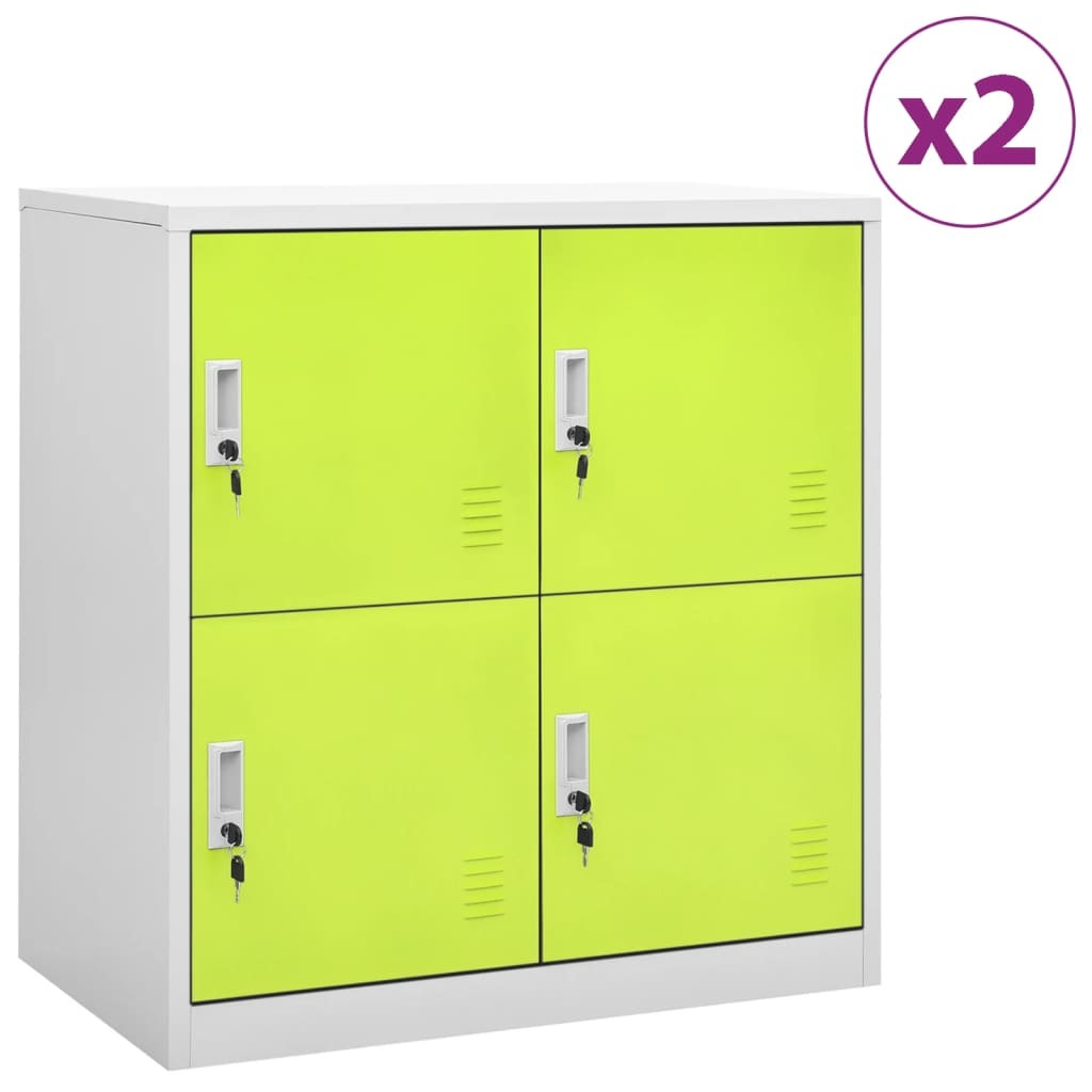 Locker Cabinets 2 pcs Light Gray and Green 35.4"x17.7"x36.4" Steel