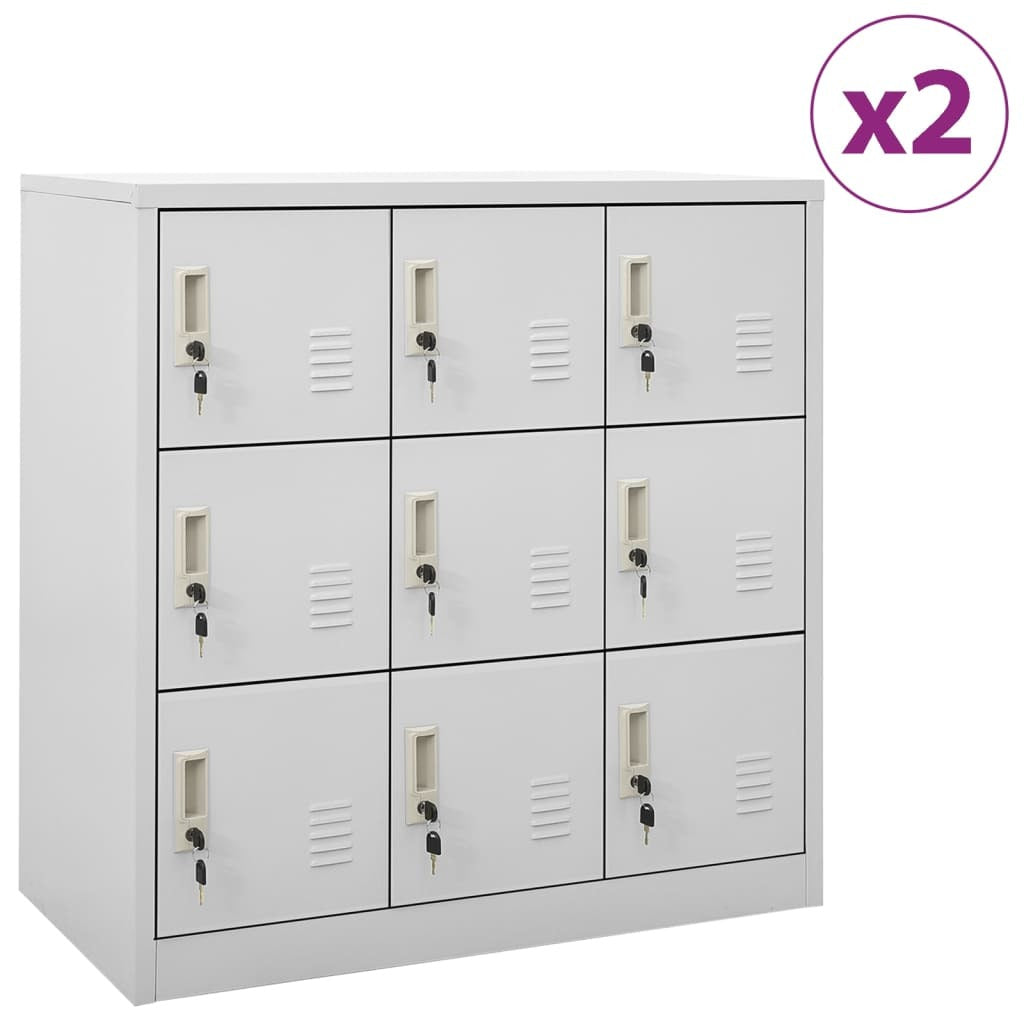 Locker Cabinets 2 pcs Light Gray 35.4"x17.7"x36.4" Steel