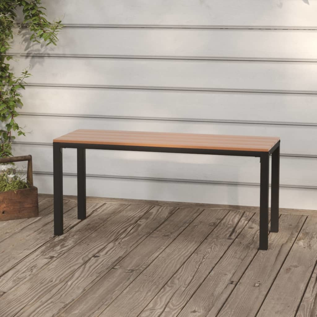 Patio Bench 43.3" Steel and WPC Brown and Black