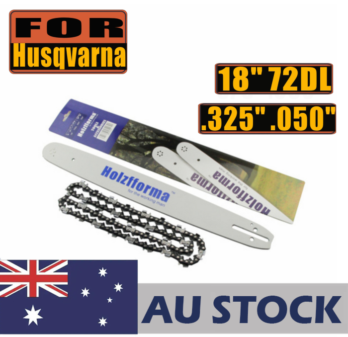 Holzfforma® 18Inch Guide Bar &Saw Chain Combo .325 .050 72DL Compatible With Husqvarna 36 41 50 51 55 336 340 345 350 351 353 346xp 435 440 445 450 455 460 Poulan