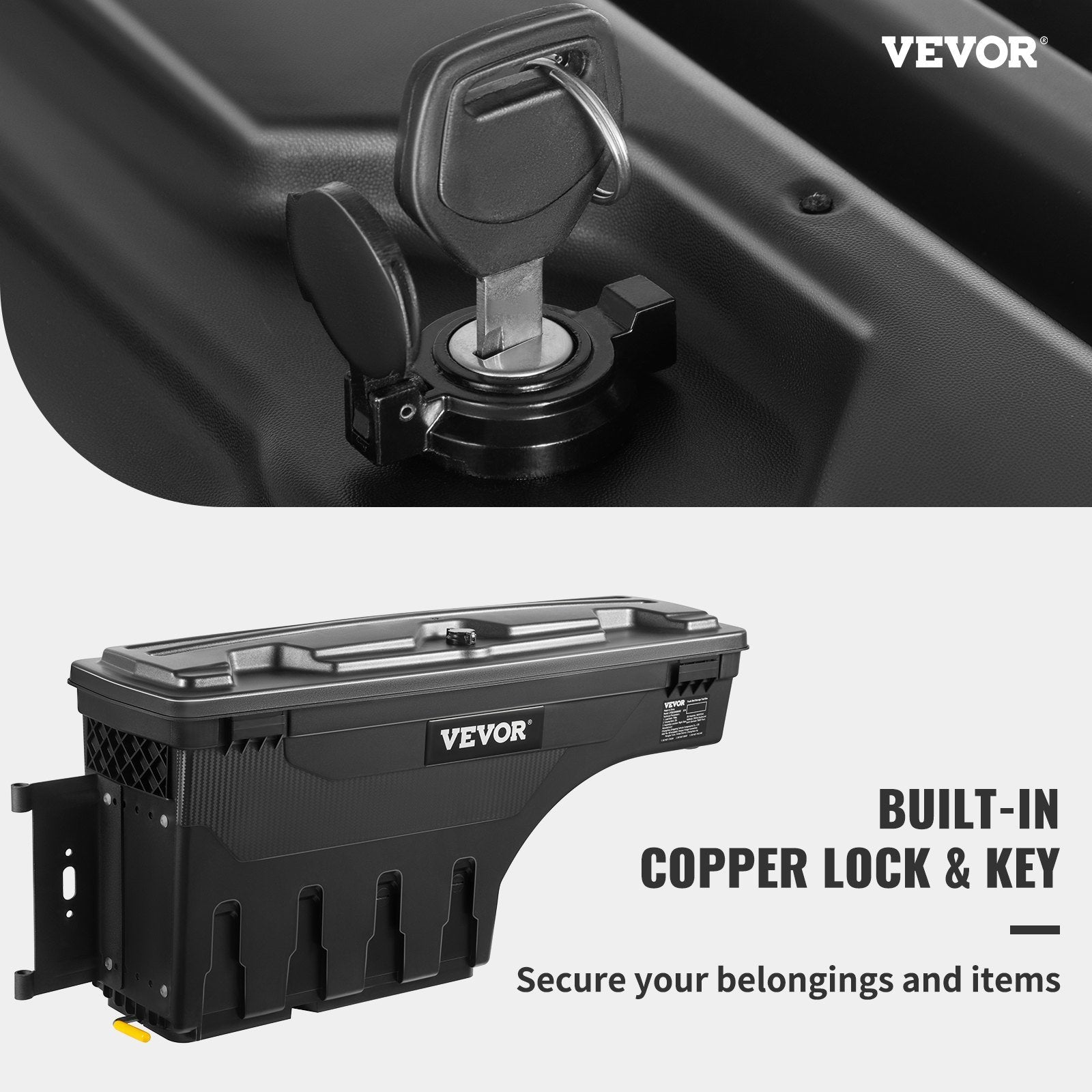 VEVOR Truck Bed Storage Box, Lockable Lid, Waterproof ABS Wheel Well Tool Box 6.6 Gal/20 L, Compatible with Chevrolet Silverado 1500 GMC Sierra 1500 2