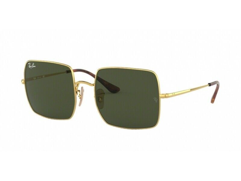 RAY-BAN SQUARE RB 1971 Classic Sunglasses Gold Frames G-15 -Green Lens - 54mm