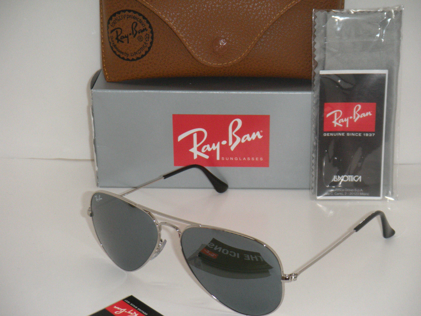 Ray Ban 3025 W3227 Aviator SIVER Frame with SILVER MIRROR Lens -SIZES  55mm , 58mm , 62mm