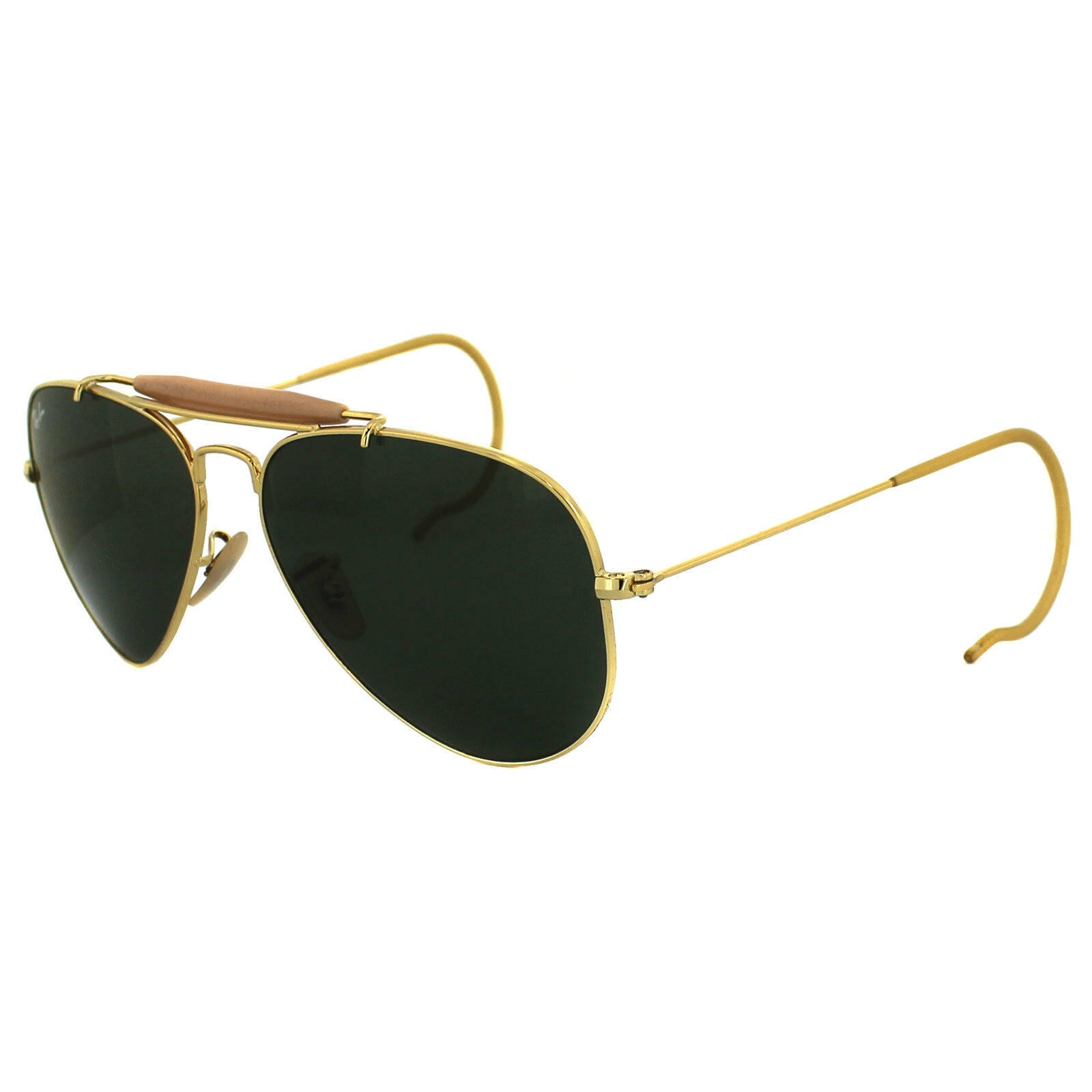 Ray Ban 3030 L0216  Aviator Outdoorsman Gold  Frame with Green G-156 Lens  - Size-58mm