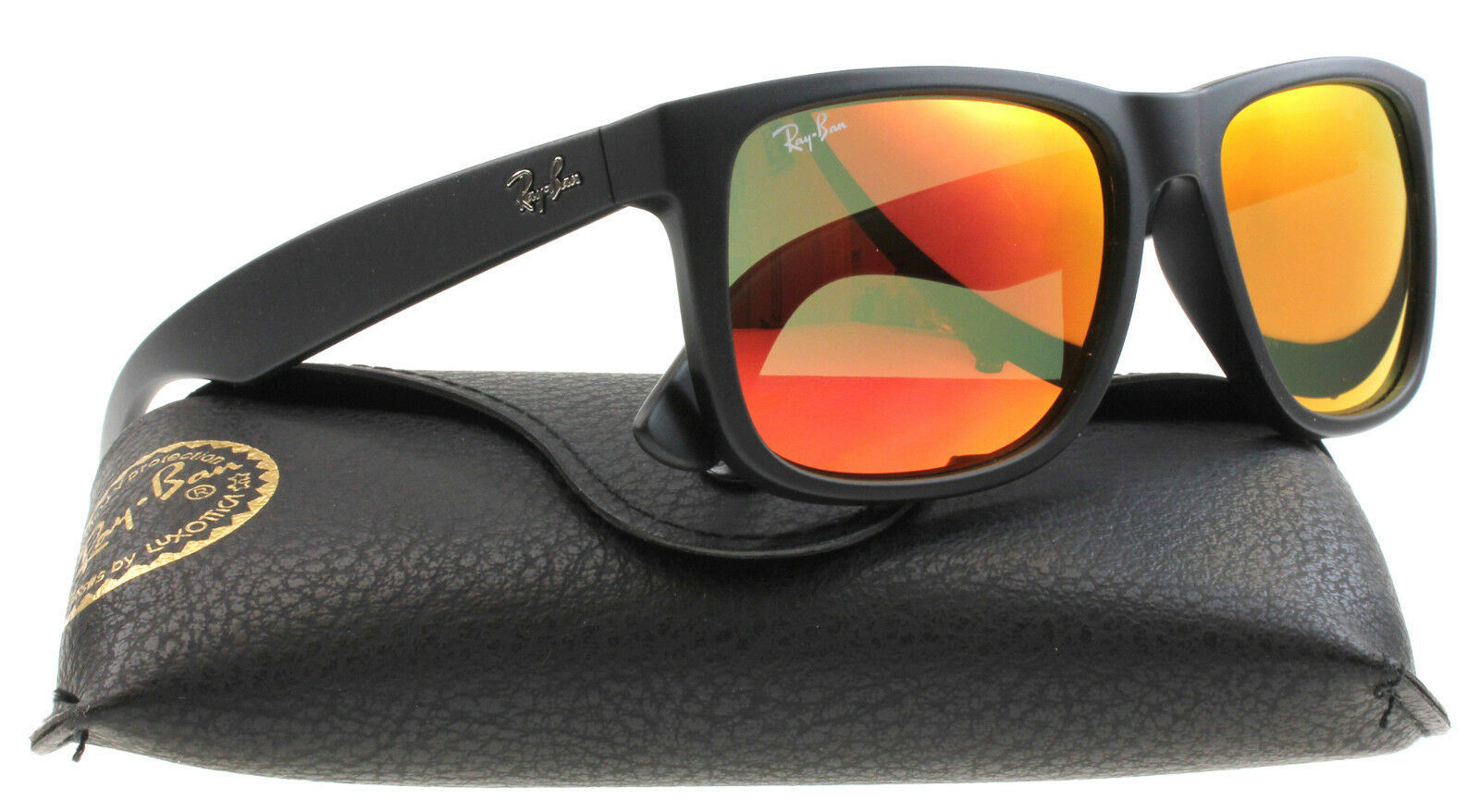 Ray Ban Sunglasses RB4165 - 622/6Q- JUSTIN  - Black Frame FIRE MIRROR Lens Size - 54mm