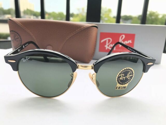 Ray Ban Sunglasses RB34346-001  - ClubRound Double Bridge  - Black Frame - Green G-15 Lens  - Size 51mm