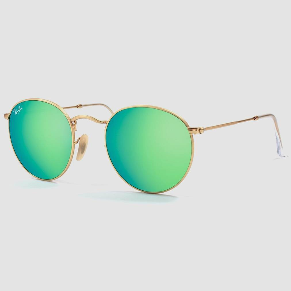 Ray Ban Sunglasses RB3447 112/19 Round john lennon Style - Gold Fraem  - Green Mirror Lens