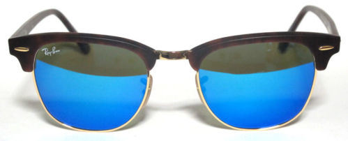 Ray Ban Clubmaster RB3016 1145/17 Sunglasses Havana Wayfarer Blue Mirrored Sunglasses 51mm