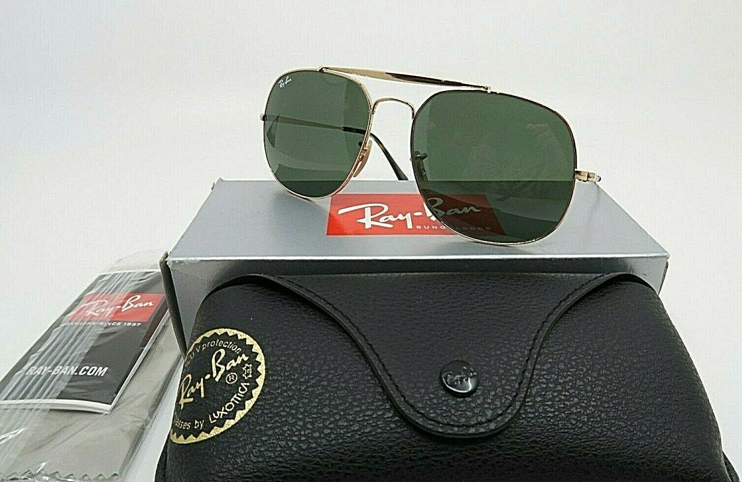 Ray-Ban RB 3561 001 57mm THE GENERAL Gold Frame  - Green G-15 Lens