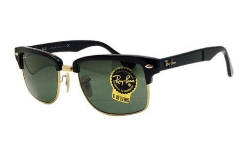 Ray-Ban RB4190 CLUBMASTER SQUARE SUNGLASSES - Black Frame   - Green G-15 Lens