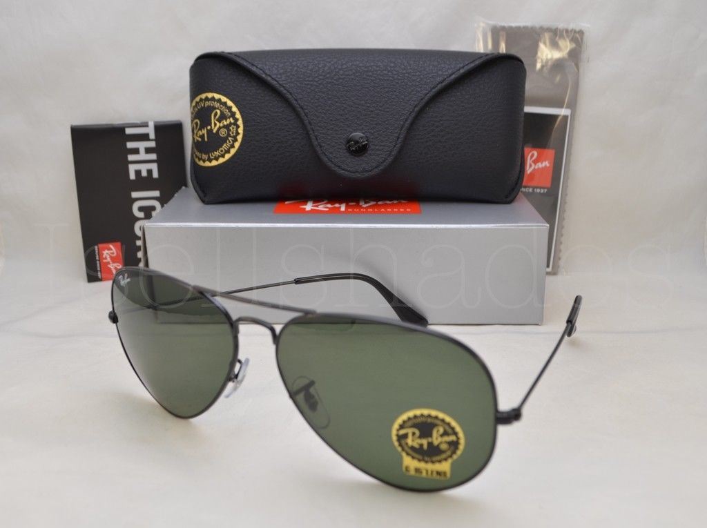 NEW Ray Ban 3026 L2821 Sunglasses Aviator RB3025 Black Frame Black Lens - Large SIZE 62mm