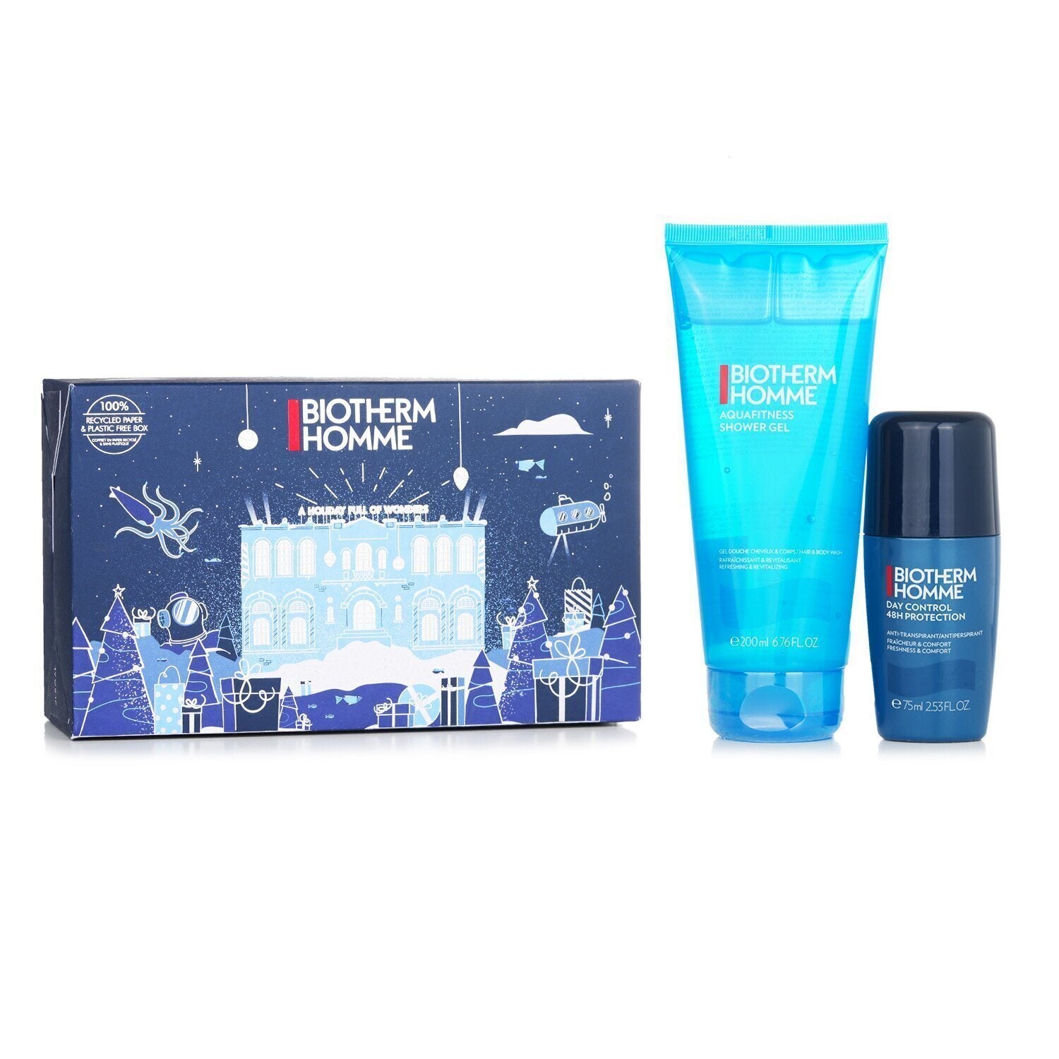 BIOTHERM - Aquafitness Refresh & Revitalize Set: Aquafitness Shower Gel 200ml + Day Control 48H Protection Roll On 75ml 881838 2pcs