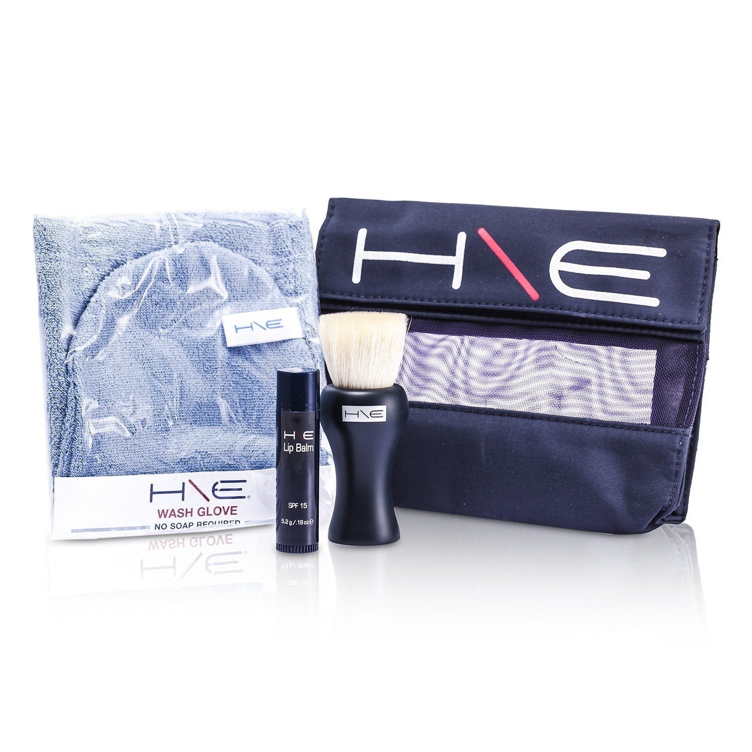 JANE IREDALE - H\E Minerals Kit: Lip Balm SPF 15 + Facial Brush + Wash Glove + Bag 51010 3pcs+1bag