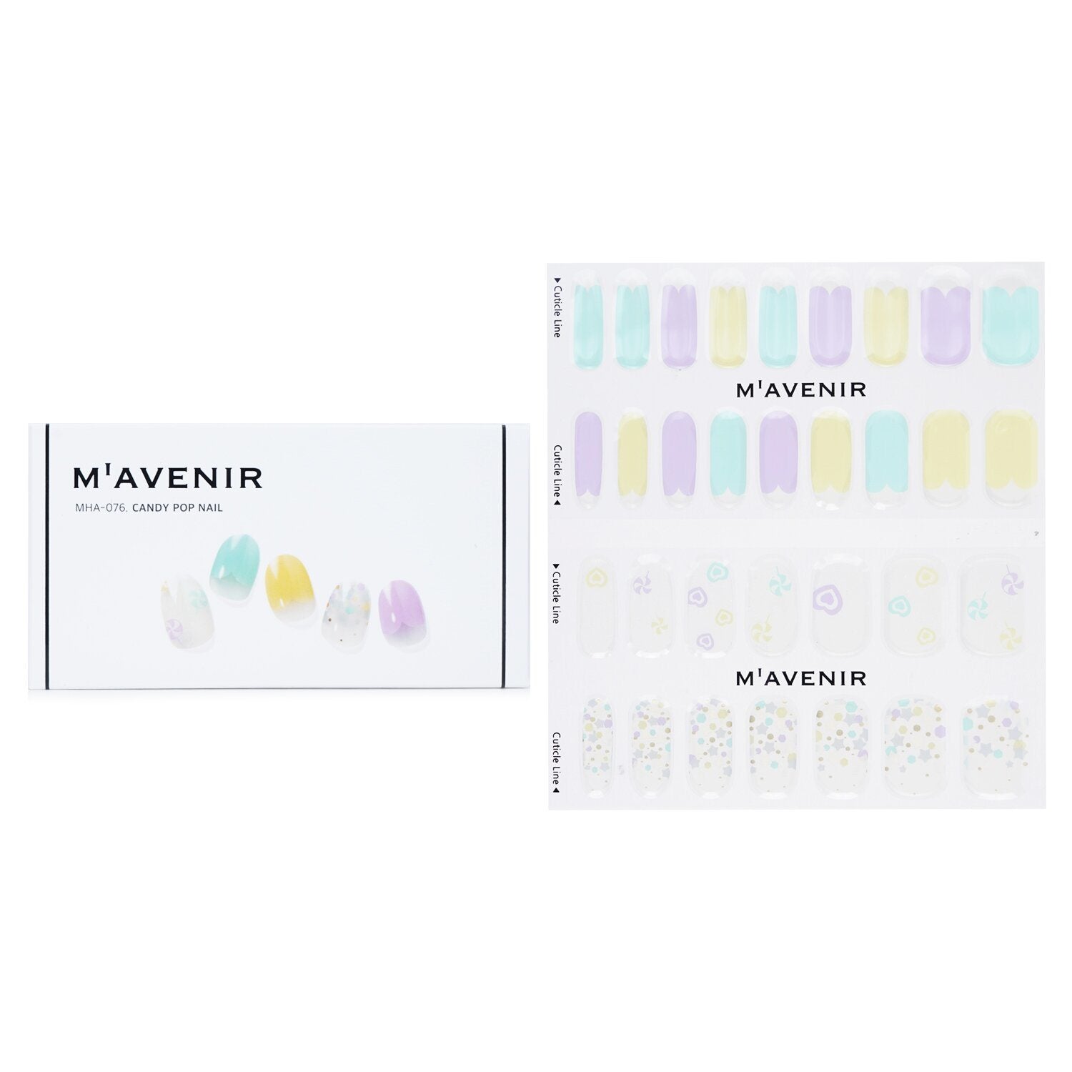 MAVENIR - Nail Sticker (Assorted Colour) - # Candy Pop Nail MHA-076 / 022332 32pcs