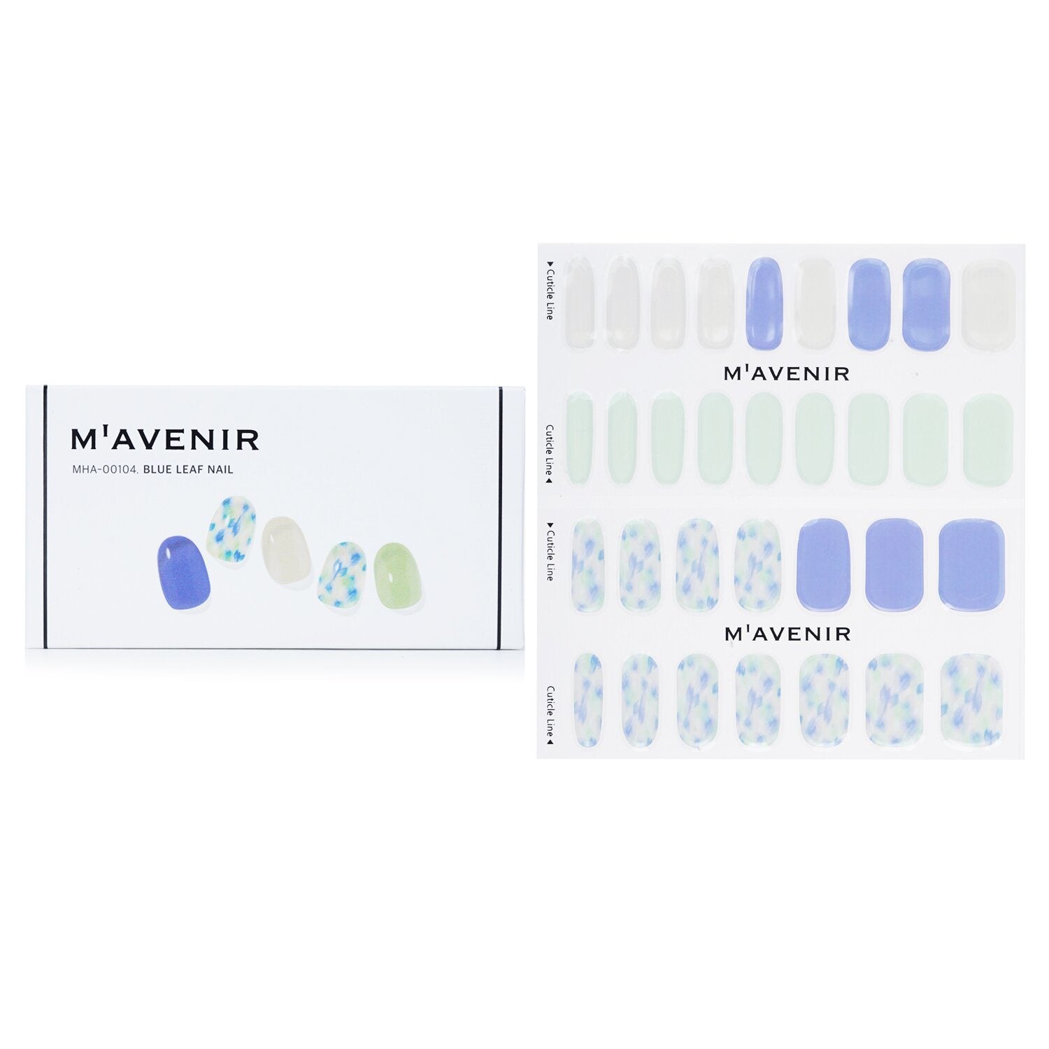 MAVENIR - Nail Sticker (Blue) - # Blue Leaf Nail MHA-00104 / 027092 32pcs