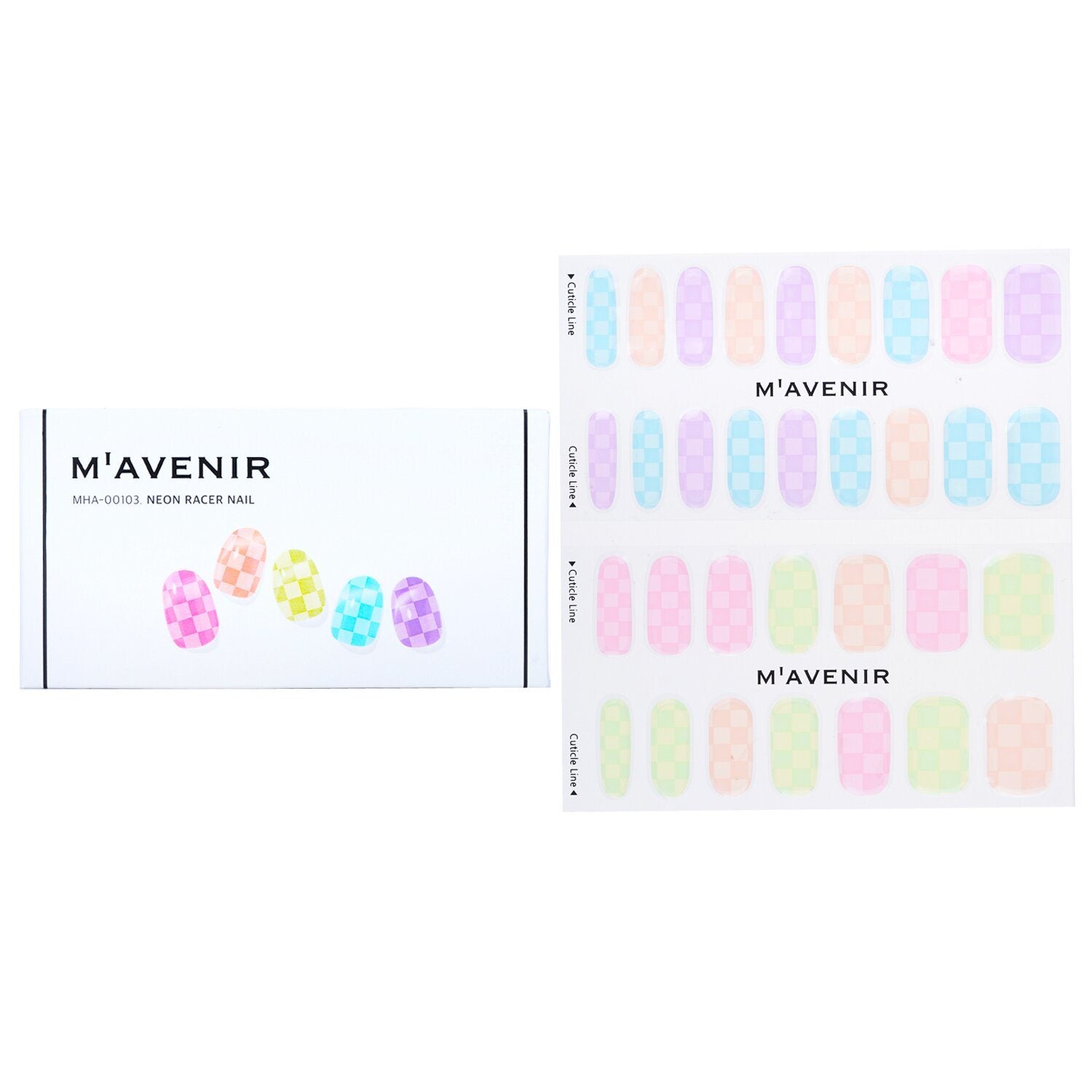 MAVENIR - Nail Sticker (Assorted Colour) - # Neon Racer Nail MHA-00103 / 027085 32pcs