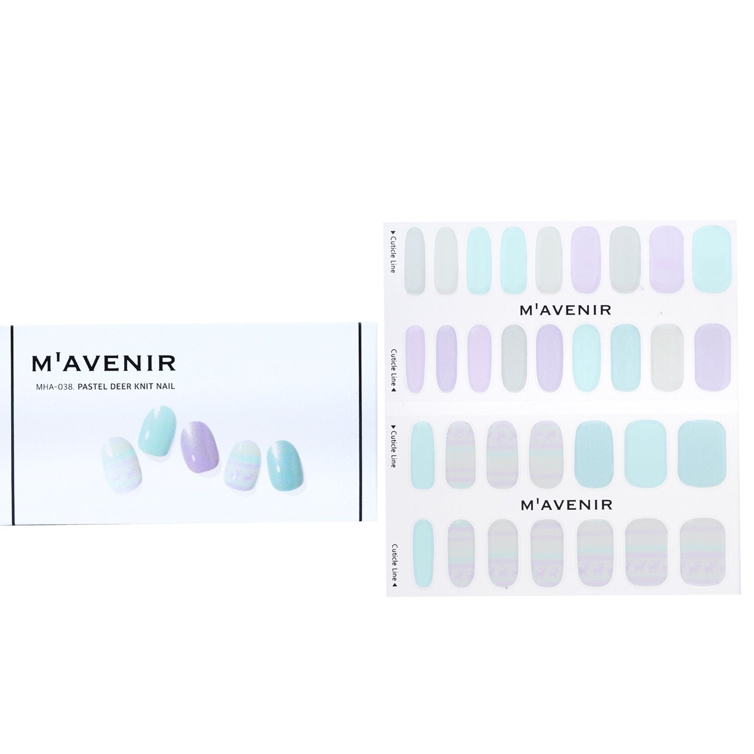 MAVENIR - Nail Sticker (Assorted Colour) - # Pastel Deer Knit Nail MHA-038 / 021250 32pcs