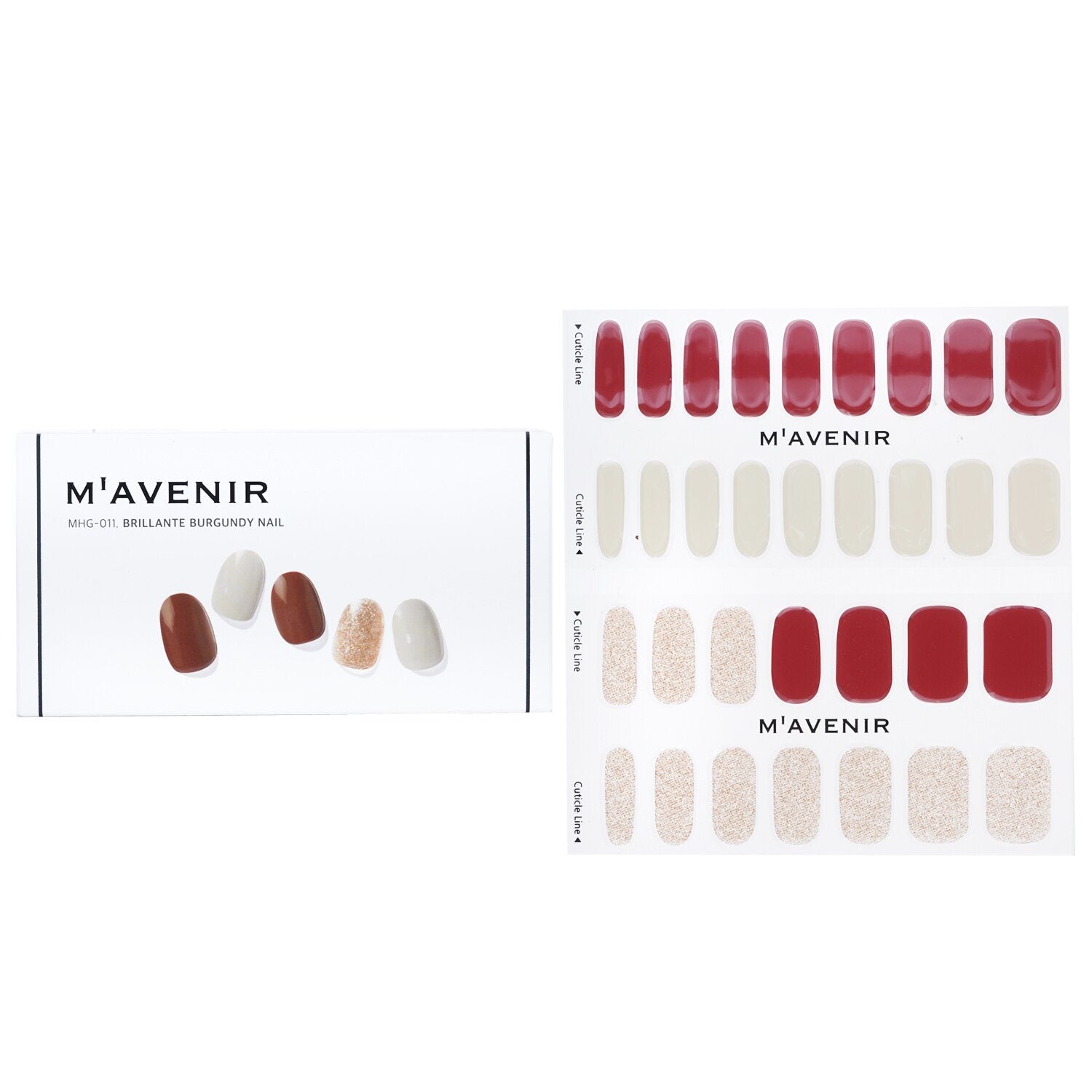 MAVENIR - Nail Sticker (Red) - # Brillante Burgundy Nail MHG-011 / 020932 32pcs
