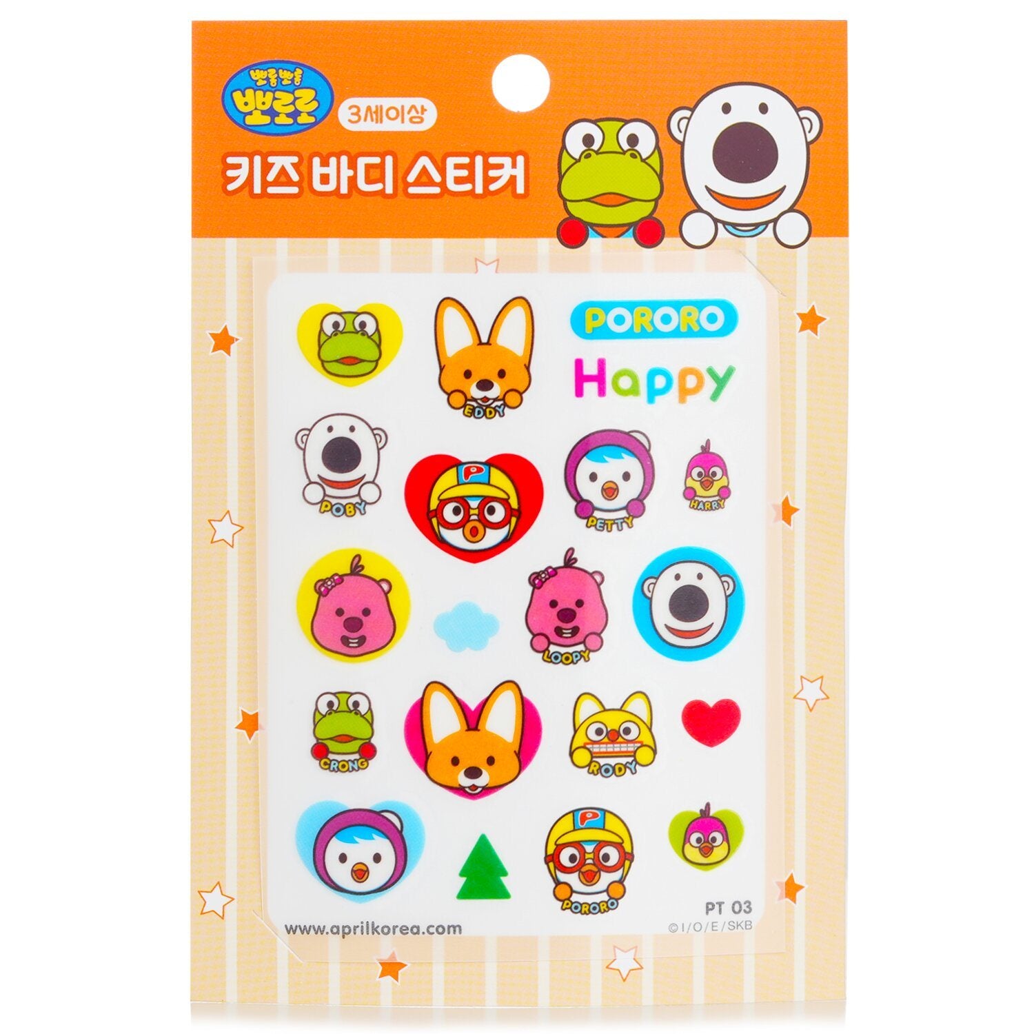 APRIL KOREA - Pororo Body Sticker - # PT03 042234 1pc