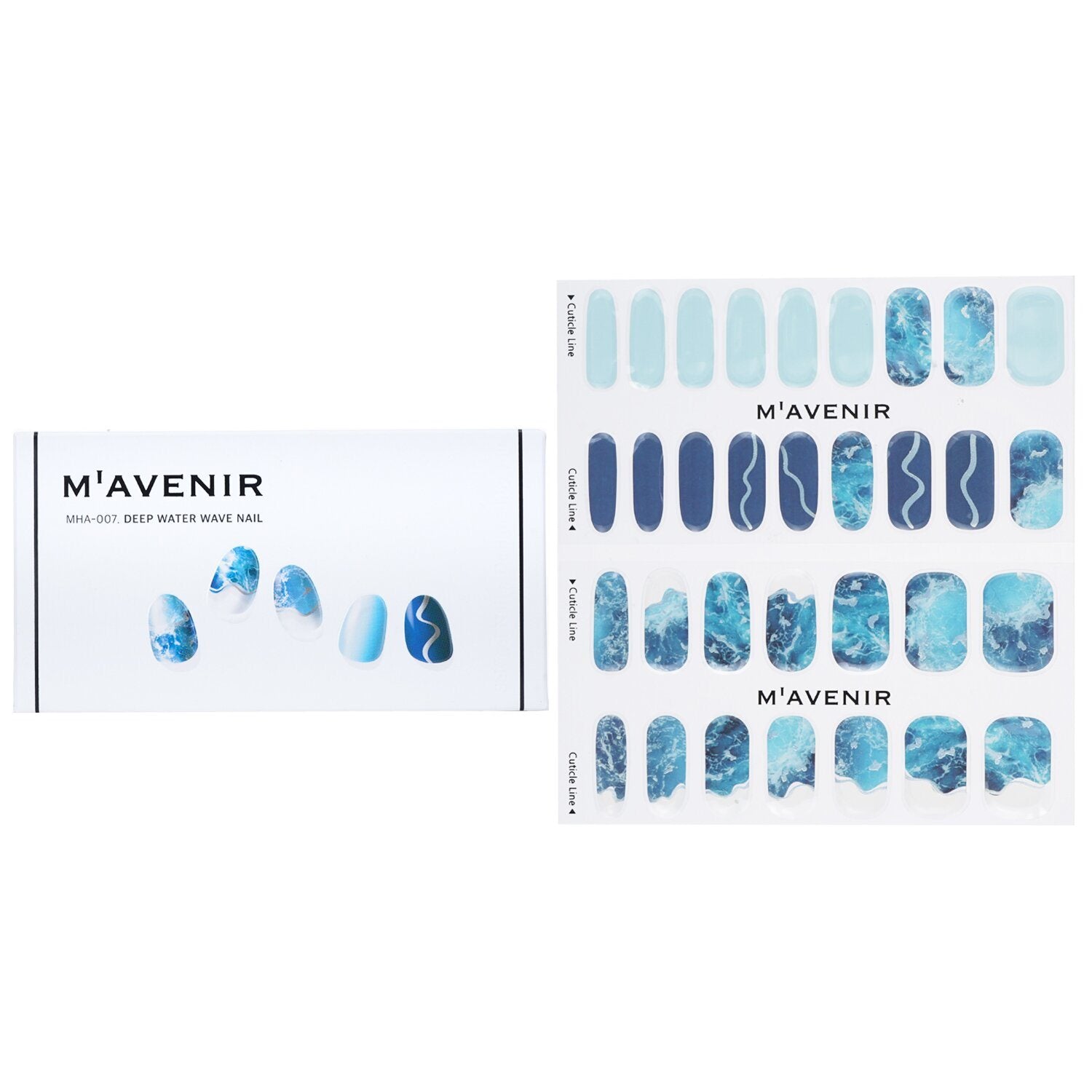 MAVENIR - Nail Sticker (Blue) - # Deep Water Wave Nail MHA-007 / 020635 32pcs