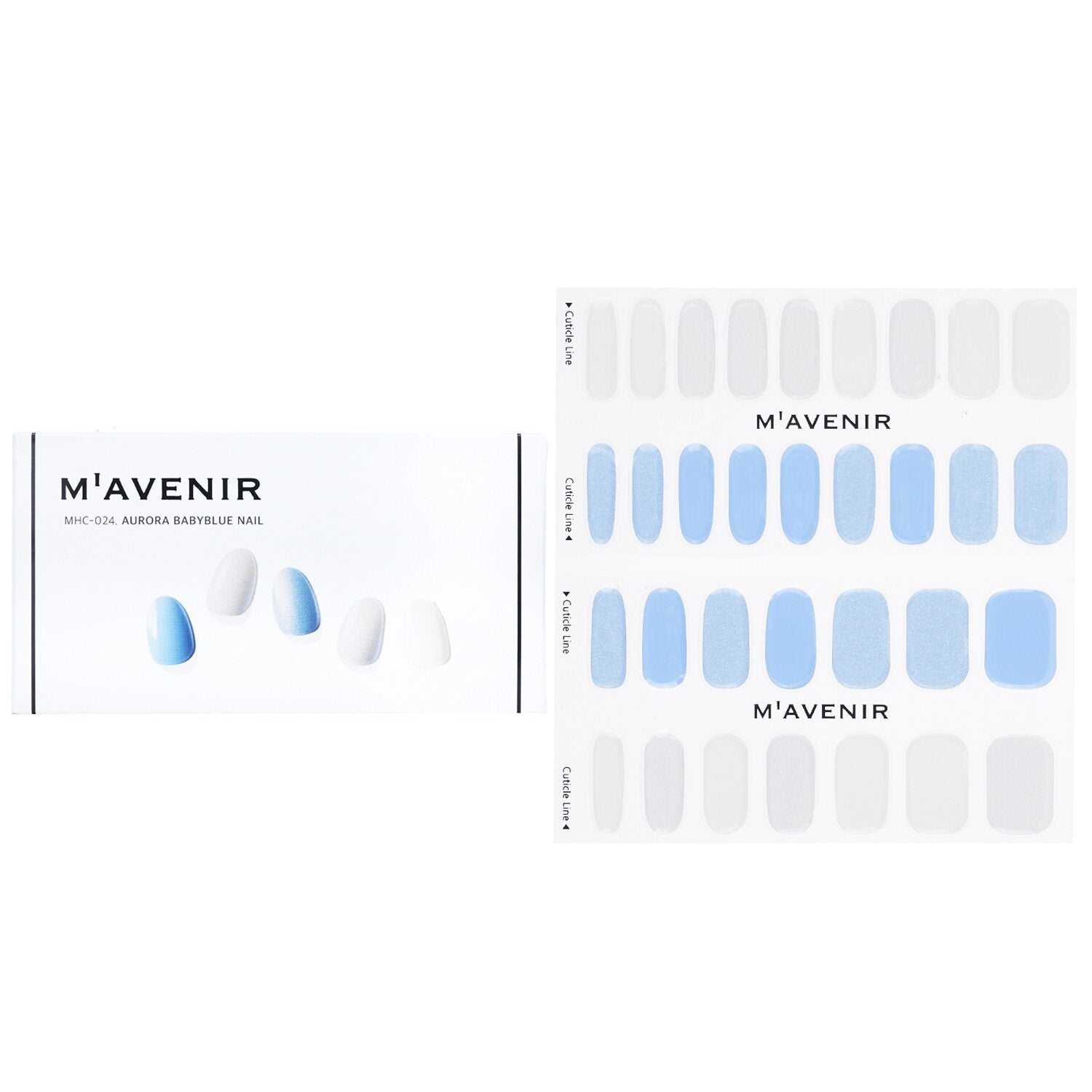 MAVENIR - Nail Sticker (Blue) - # Aurora Babyblue Nail MHC-024 / 020437 32pcs