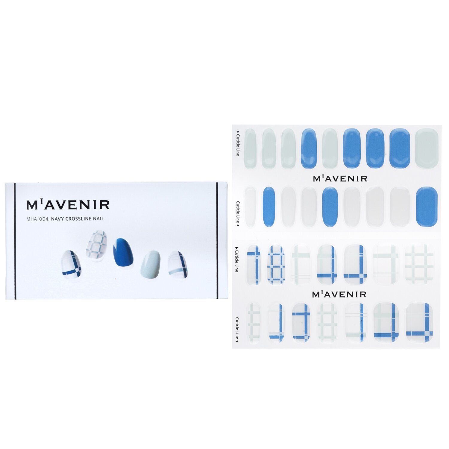 MAVENIR - Nail Sticker (Patterned) - # Navy Crossline Nail MHA-004 / 020666 32pcs